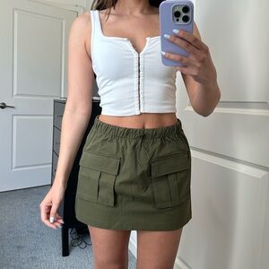 Olive Cargo Mini Skirt